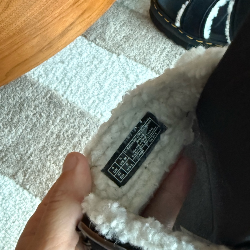 NWOT! Dr. Martens Myles Suede Buckle Sandals with Faux Fur Lining - Picture 7 of 8